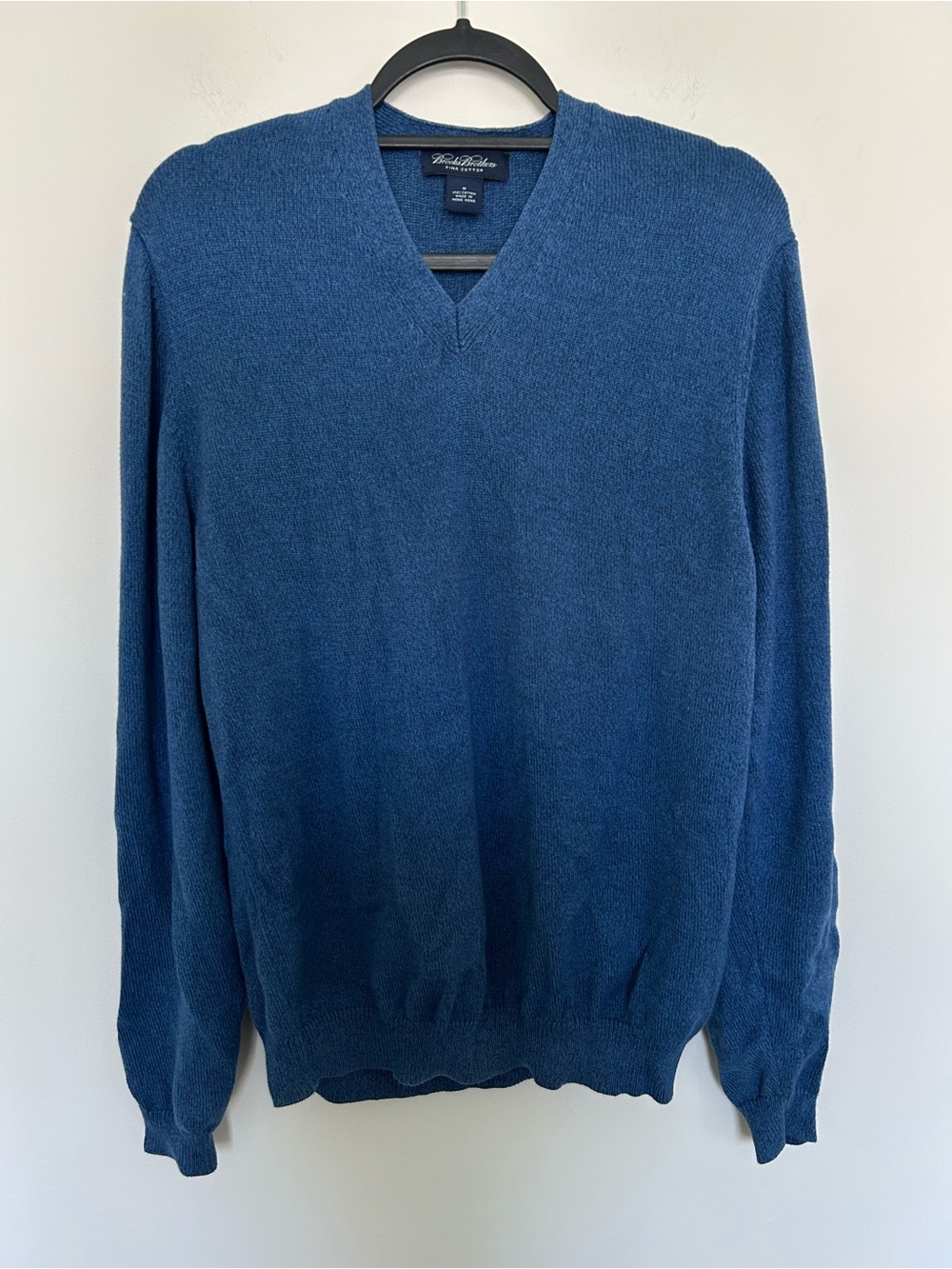 Brooks Brothers Vintage Pima Cotton Blue V Neck Long Sleeve Sweater